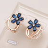 18K Gold Plated Sapphire Flower Earrings